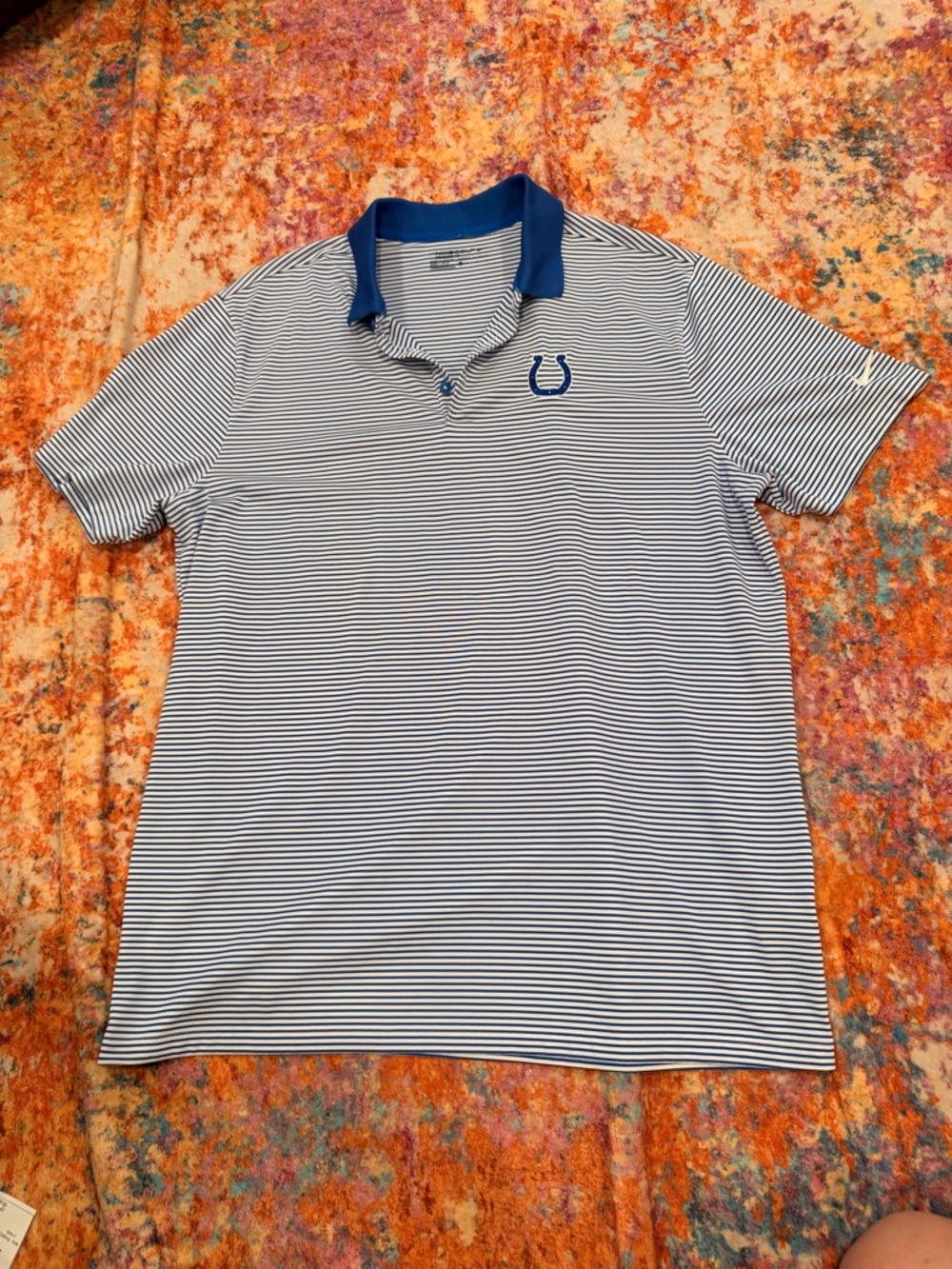 Nike Golf Indianapolis Colts Striped Polo Dri-FIT Blue White Men’s Size XL